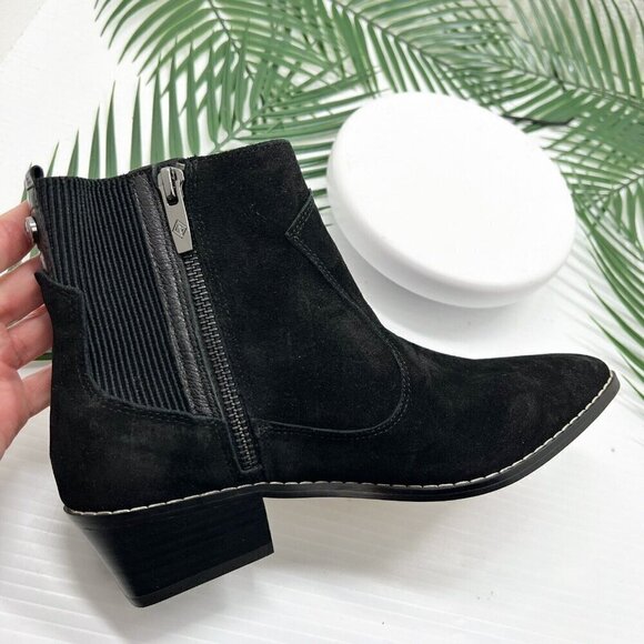 Donald Pliner Women Suede Gazzi Western Cowboy Black Bootie Size 6M - Picture 10 of 10